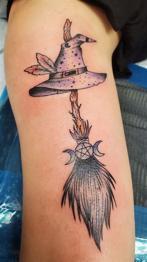 Ghost with witch hat tattop